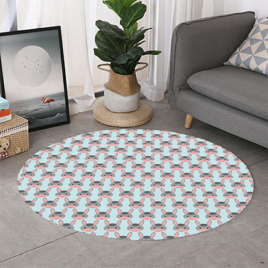 Cute Cartoon Donkey Pattern Print Round Rug