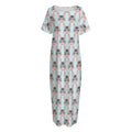 Cute Cartoon Donkey Pattern Print Short Sleeve Long Nightdress
