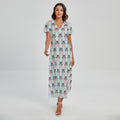 Cute Cartoon Donkey Pattern Print Short Sleeve Maxi Dress