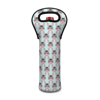 Cute Cartoon Donkey Pattern Print Single Neoprene Wine Tote
