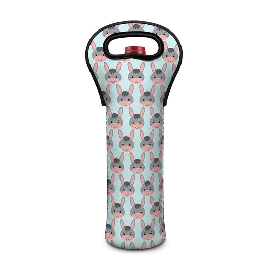 Cute Cartoon Donkey Pattern Print Single Neoprene Wine Tote