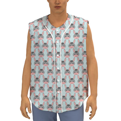Cute Cartoon Donkey Pattern Print Sleeveless Baseball Jersey
