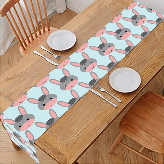 Cute Cartoon Donkey Pattern Print Table Runner
