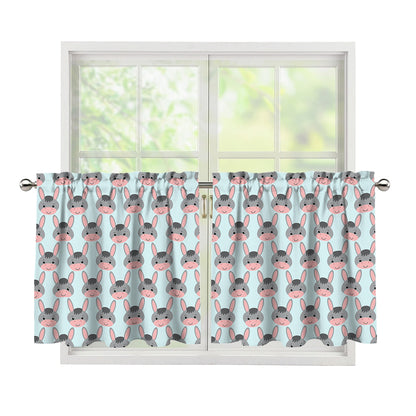 Cute Cartoon Donkey Pattern Print Tier Curtains