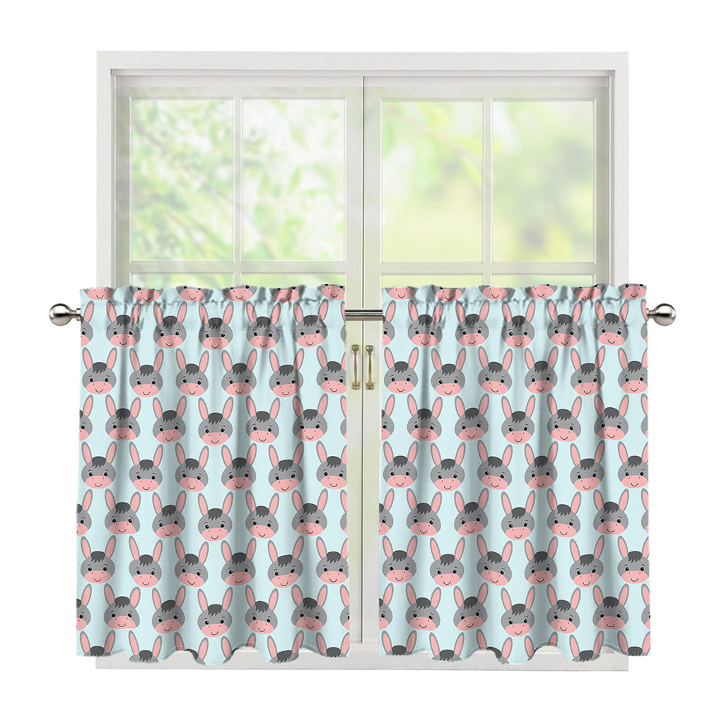 Cute Cartoon Donkey Pattern Print Tier Curtains