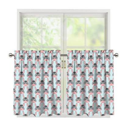 Cute Cartoon Donkey Pattern Print Tier Curtains