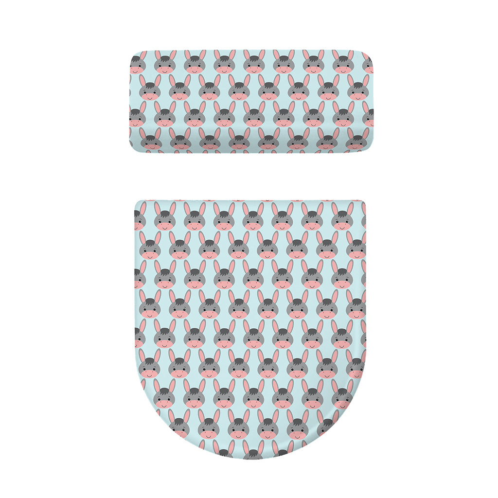 Cute Cartoon Donkey Pattern Print Toilet Lid And Tank Cover Set