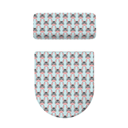 Cute Cartoon Donkey Pattern Print Toilet Lid And Tank Cover Set