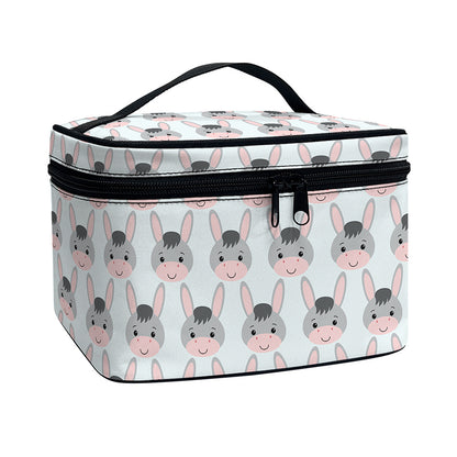 Cute Cartoon Donkey Pattern Print Travel Makeup Bag