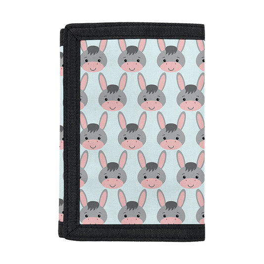 Cute Cartoon Donkey Pattern Print Trifold Wallet