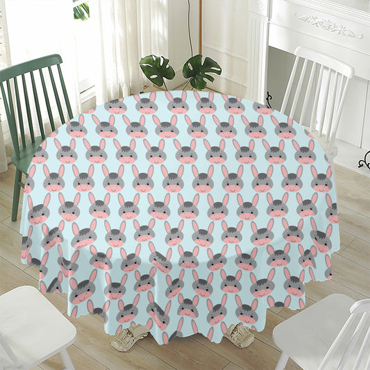 Cute Cartoon Donkey Pattern Print Waterproof Round Tablecloth