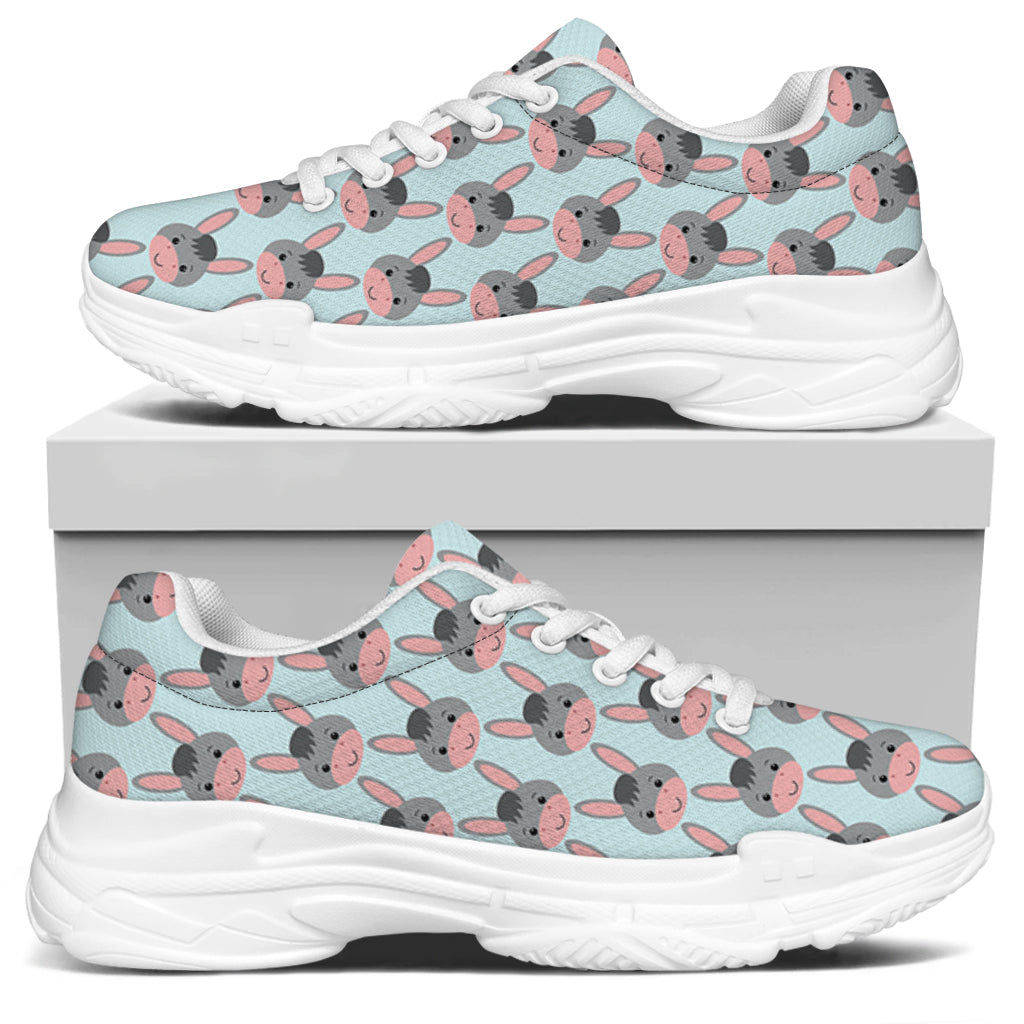 Cute Cartoon Donkey Pattern Print White Chunky Shoes