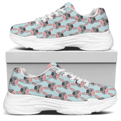 Cute Cartoon Donkey Pattern Print White Chunky Shoes