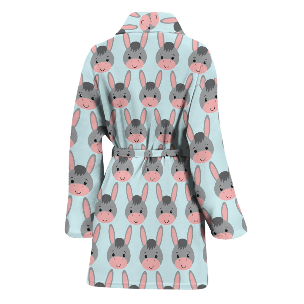 Cute Cartoon Donkey Pattern Print Women's Bathrobe