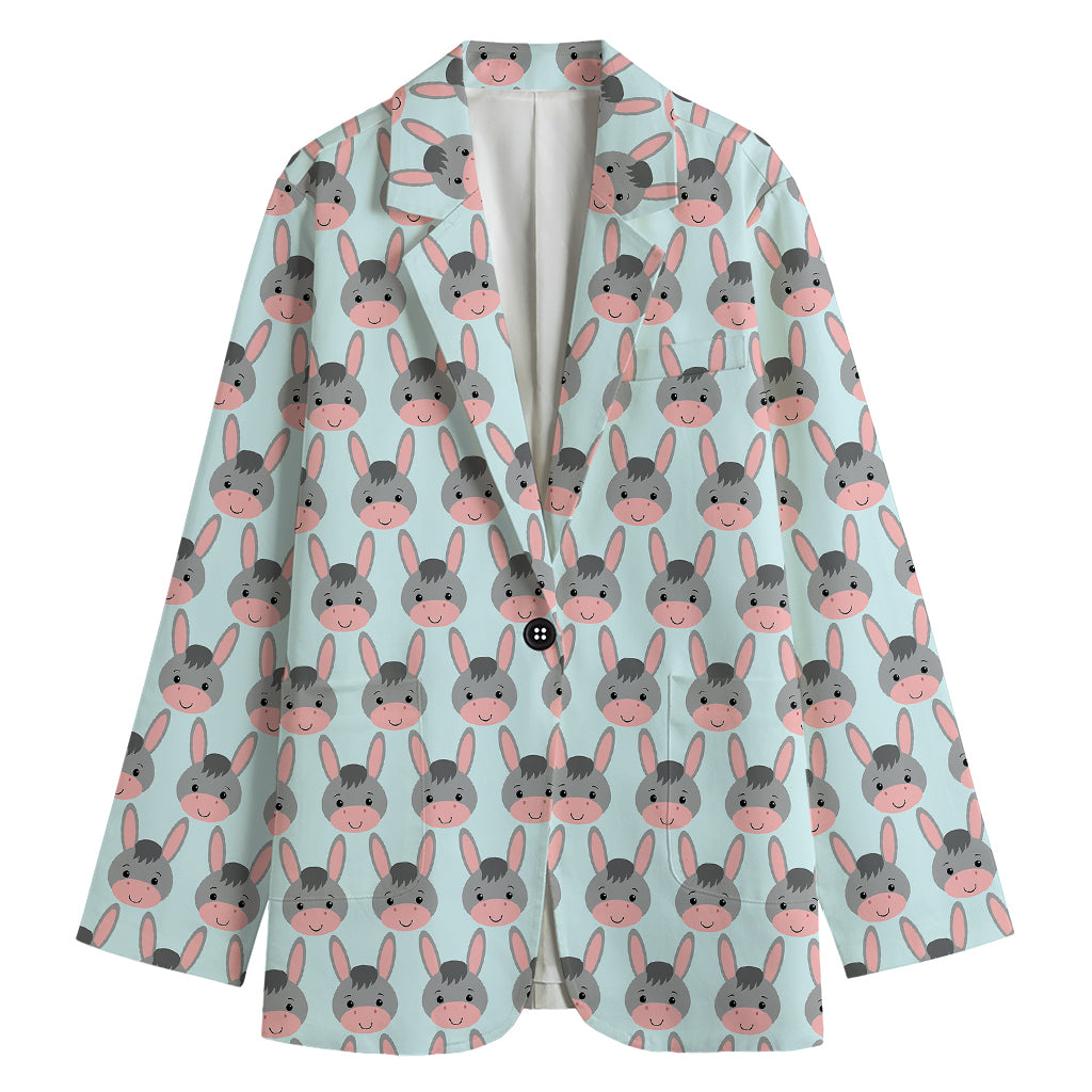 Cute Cartoon Donkey Pattern Print Women's Blazer