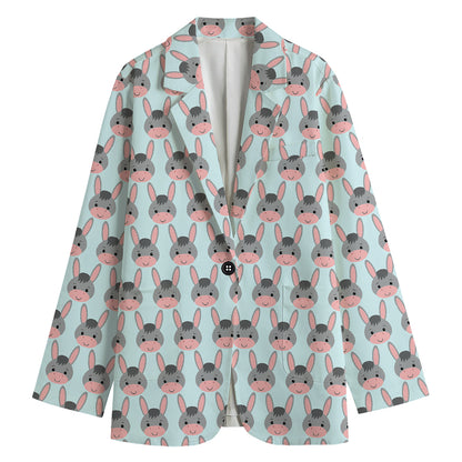 Cute Cartoon Donkey Pattern Print Women's Blazer