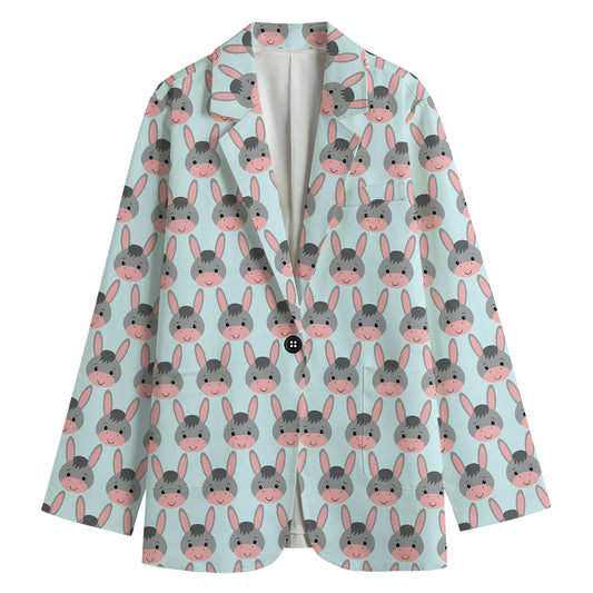 Cute Cartoon Donkey Pattern Print Women's Blazer