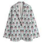 Cute Cartoon Donkey Pattern Print Women's Cotton Blazer