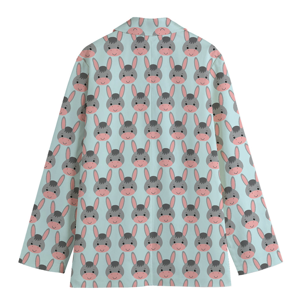 Cute Cartoon Donkey Pattern Print Women's Cotton Blazer