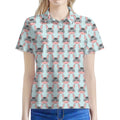 Cute Cartoon Donkey Pattern Print Women's Polo Shirt
