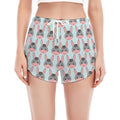 Cute Cartoon Donkey Pattern Print Women's Split Running Shorts