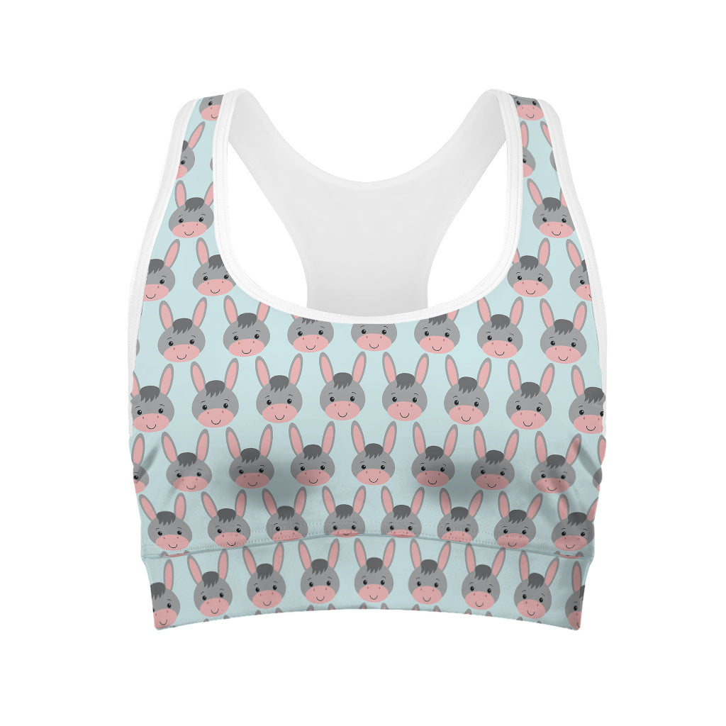 Cute Cartoon Donkey Pattern Print Women's Sports Bra