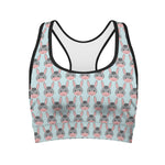 Cute Cartoon Donkey Pattern Print Women's Sports Bra