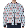 Cute Cartoon Donkey Pattern Print Zip Sleeve Bomber Jacket