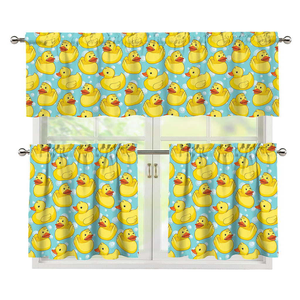 Cute Cartoon Duck Pattern Print 3 Piece Kitchen Curtains