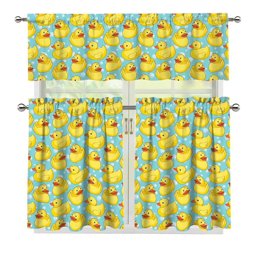 Cute Cartoon Duck Pattern Print 3 Piece Kitchen Curtains