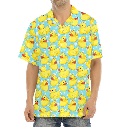 Cute Cartoon Duck Pattern Print Aloha Shirt