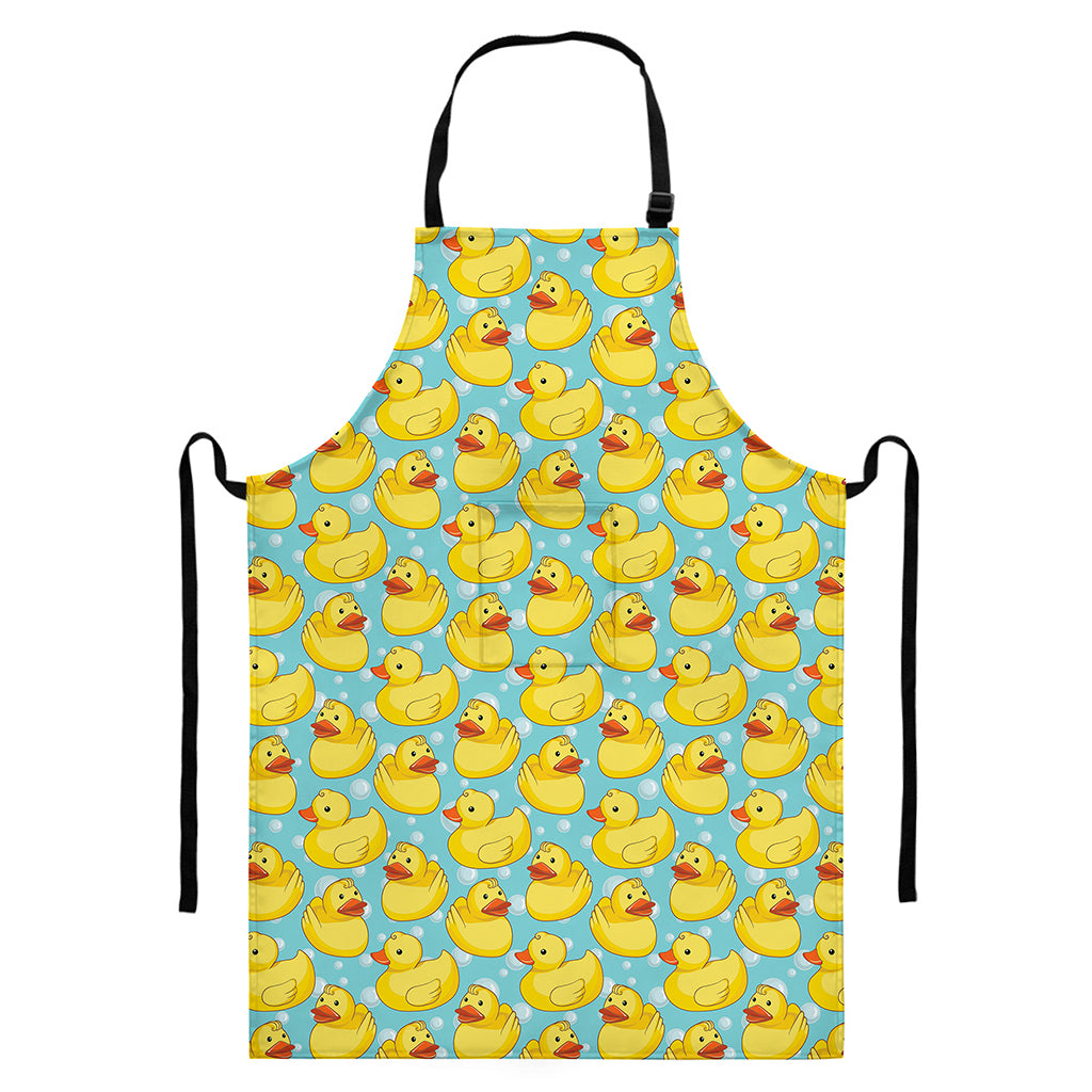 Cute Cartoon Duck Pattern Print Bib Apron With Pocket