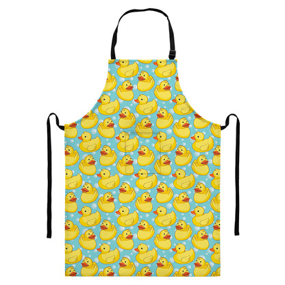 Cute Cartoon Duck Pattern Print Bib Apron With Pocket