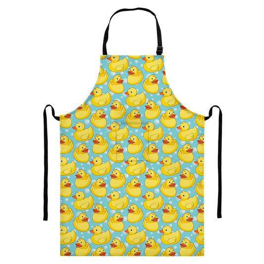 Cute Cartoon Duck Pattern Print Bib Apron With Pocket