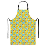 Cute Cartoon Duck Pattern Print Bib Apron With Pocket
