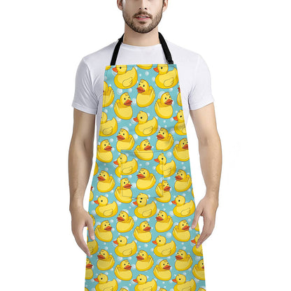 Cute Cartoon Duck Pattern Print Bib Apron With Pocket