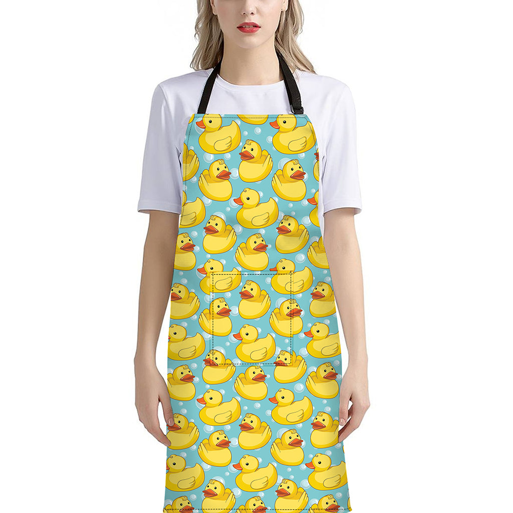 Cute Cartoon Duck Pattern Print Bib Apron With Pocket