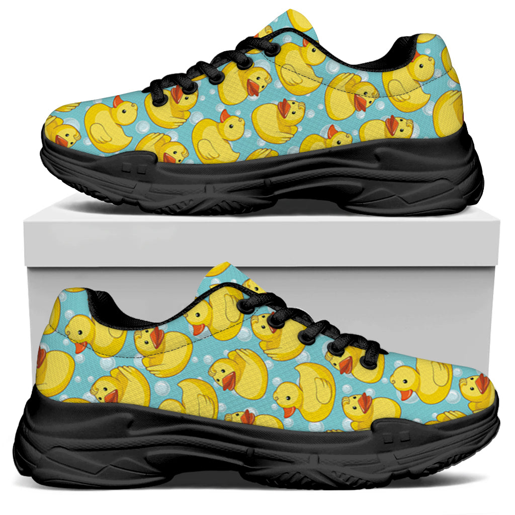 Cute Cartoon Duck Pattern Print Black Chunky Shoes