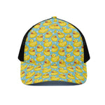 Cute Cartoon Duck Pattern Print Black Mesh Trucker Cap