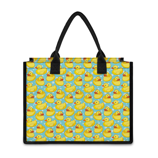 Cute Cartoon Duck Pattern Print Canvas Tote Bag