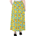 Cute Cartoon Duck Pattern Print Chiffon Maxi Skirt