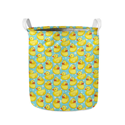 Cute Cartoon Duck Pattern Print Collapsible Laundry Basket