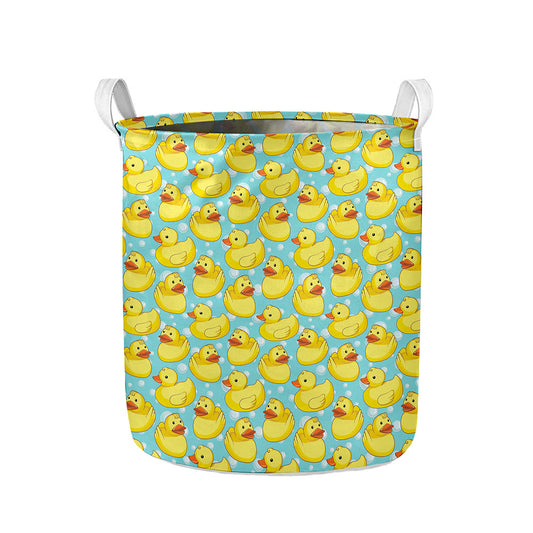 Cute Cartoon Duck Pattern Print Collapsible Laundry Basket