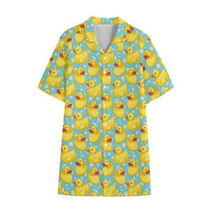 Cute Cartoon Duck Pattern Print Cotton Hawaiian Shirt