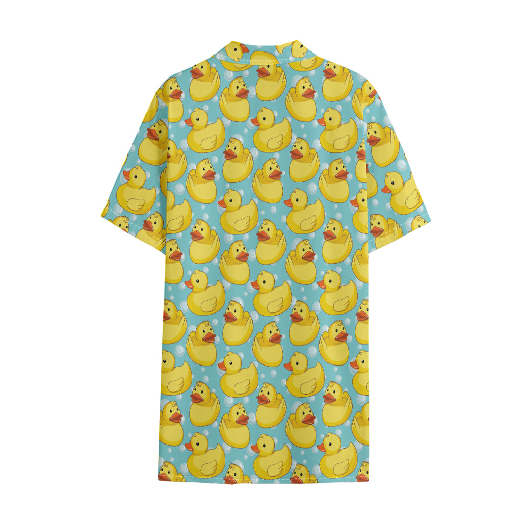 Cute Cartoon Duck Pattern Print Cotton Hawaiian Shirt