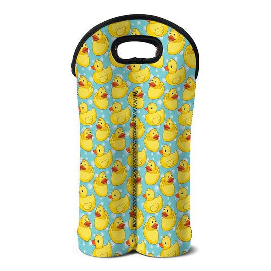 Cute Cartoon Duck Pattern Print Double Neoprene Wine Tote