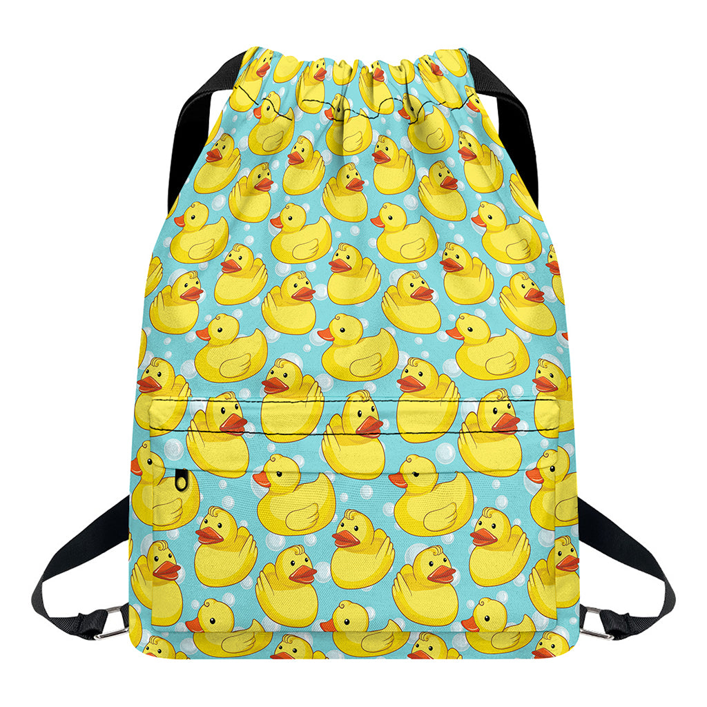 Cute Cartoon Duck Pattern Print Drawstring Backpack