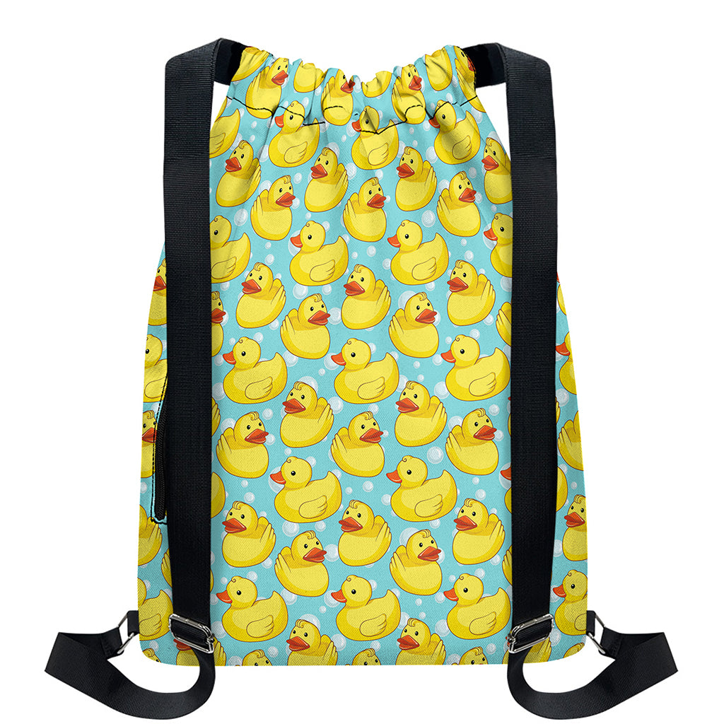 Cute Cartoon Duck Pattern Print Drawstring Backpack