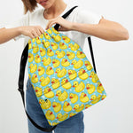 Cute Cartoon Duck Pattern Print Drawstring Backpack
