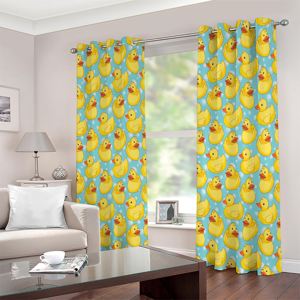 Cute Cartoon Duck Pattern Print Extra Wide Grommet Curtains